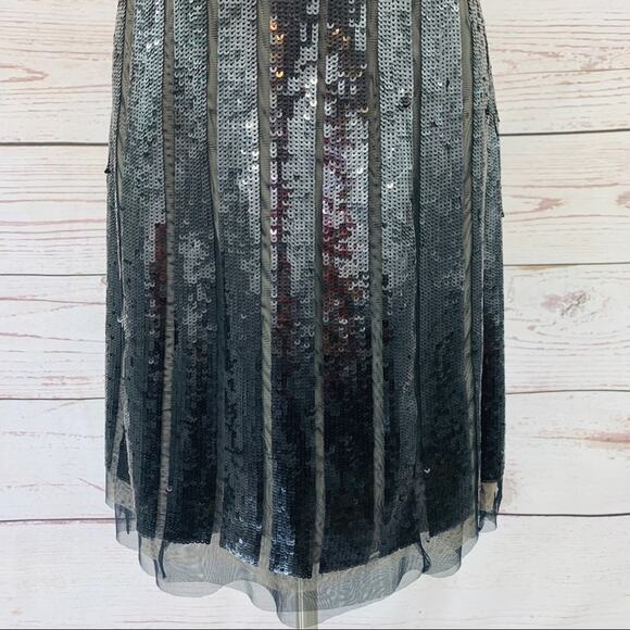 BCBGMAXAZRIA black sequin dress sheer straps - Picture 3 of 15